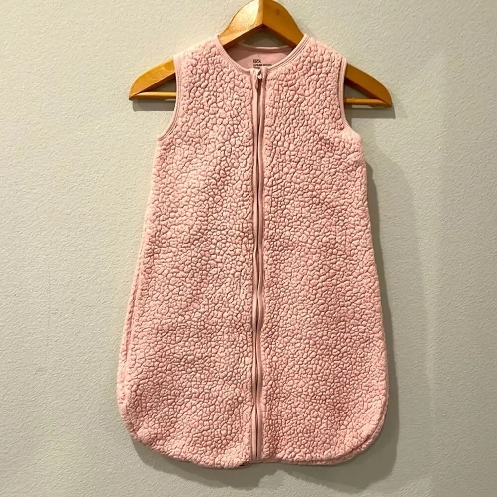 Baby Pink Sherpa 100% Cotton‎ Lined Sleep Sack | 12-24 months